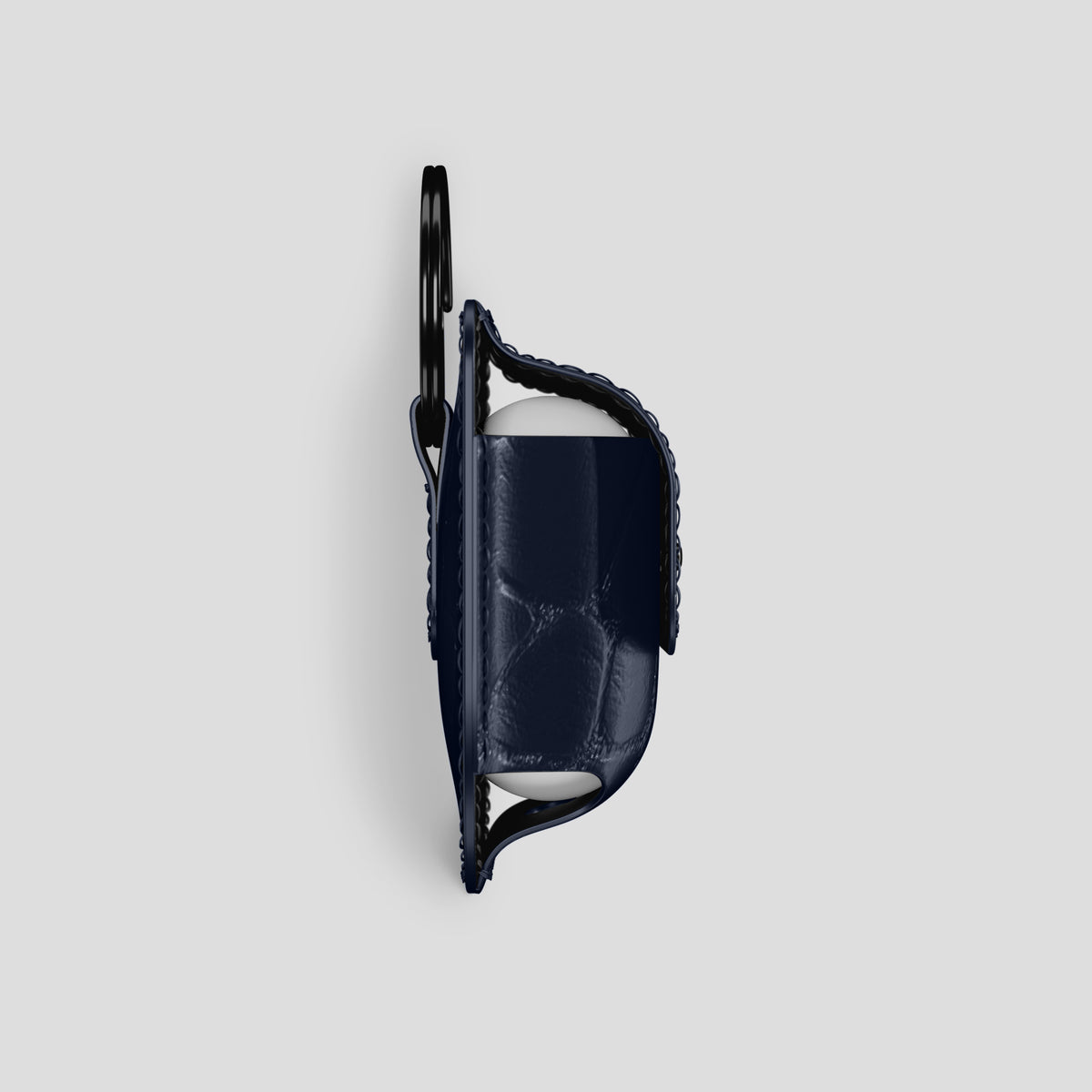 Navy Blue AirPods (4th gen) Pouch In Alligator with Black Metal -4 | Navy-Blue-Black
