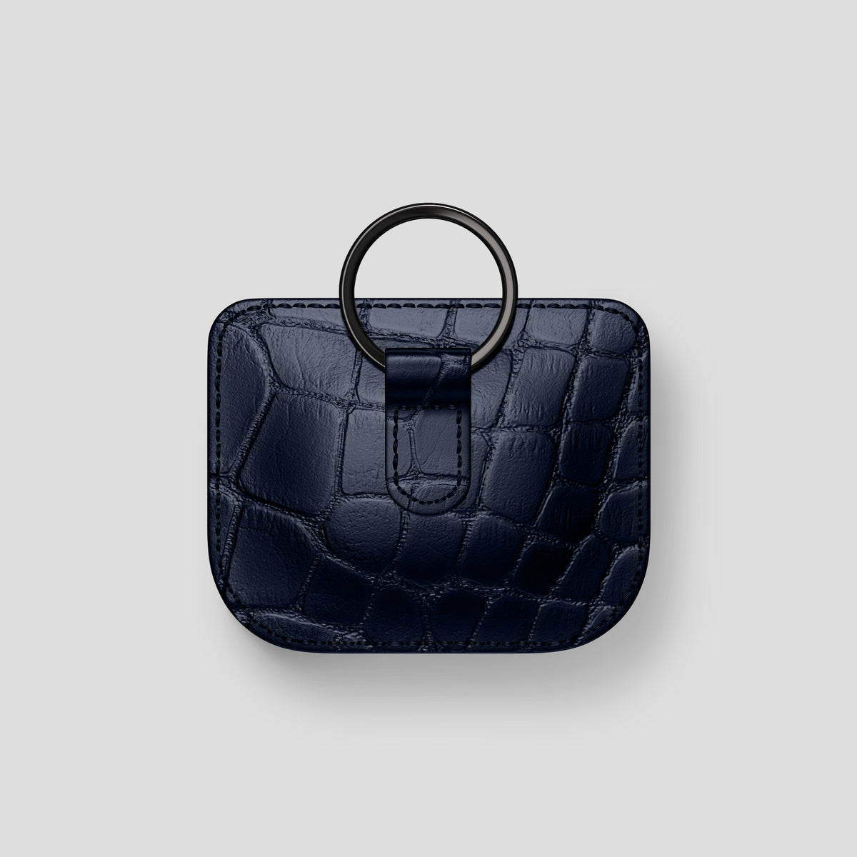 Navy Blue AirPods (4th gen) Pouch In Alligator with Black Metal -5 | Navy-Blue-Black