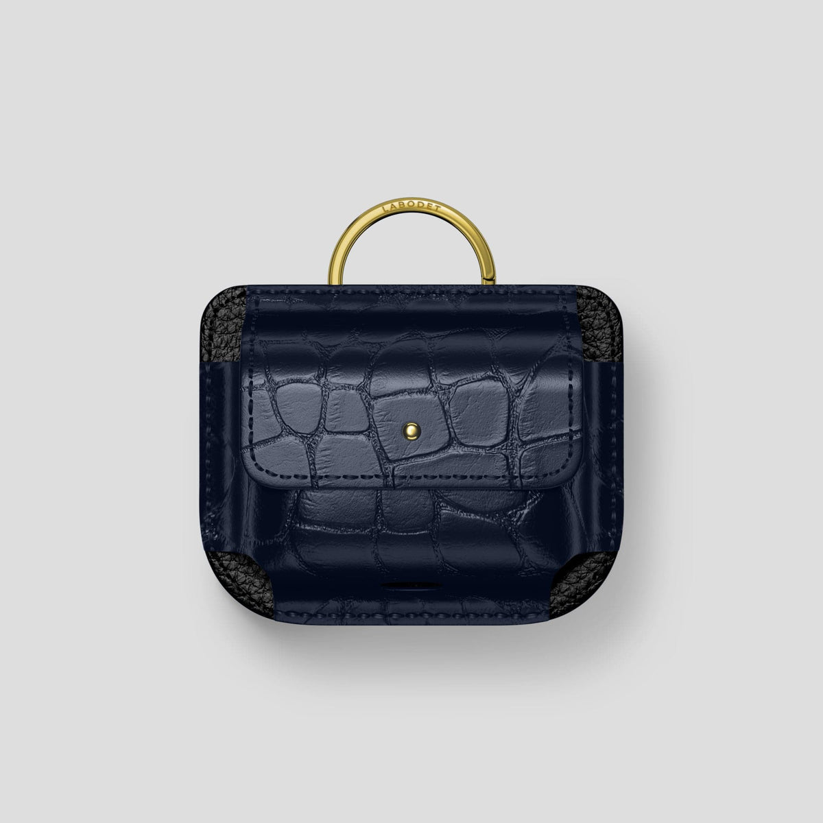 Navy Blue AirPods Pro (1st gen) Pouch Alligator with Gold Metal -1 | Navy-Blue-Gold