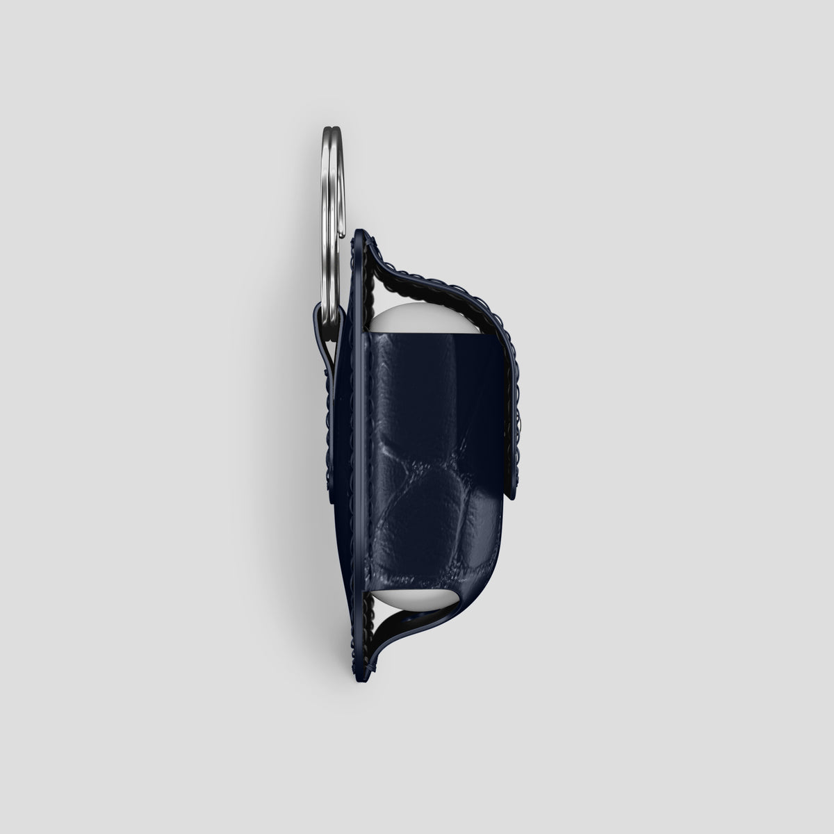 Navy Blue AirPods (4th gen) Pouch In Alligator with Steel Metal -4 | Navy-Blue-Steel