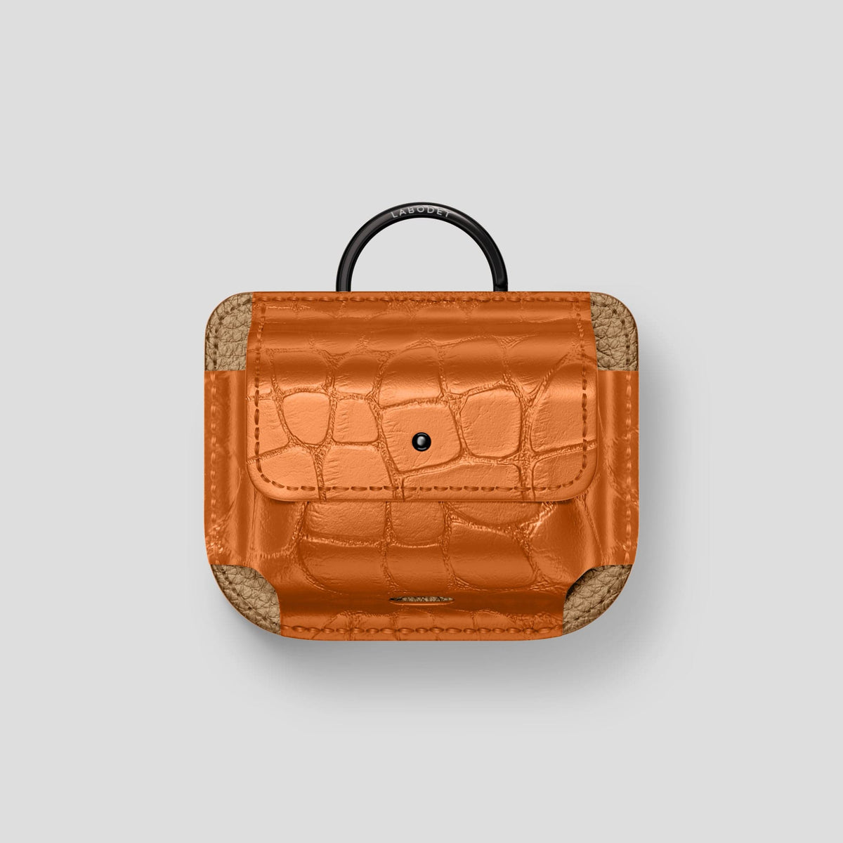 Orange AirPods Pro (2nd gen) Pouch Alligator with Black Metal -1 | Orange-Black