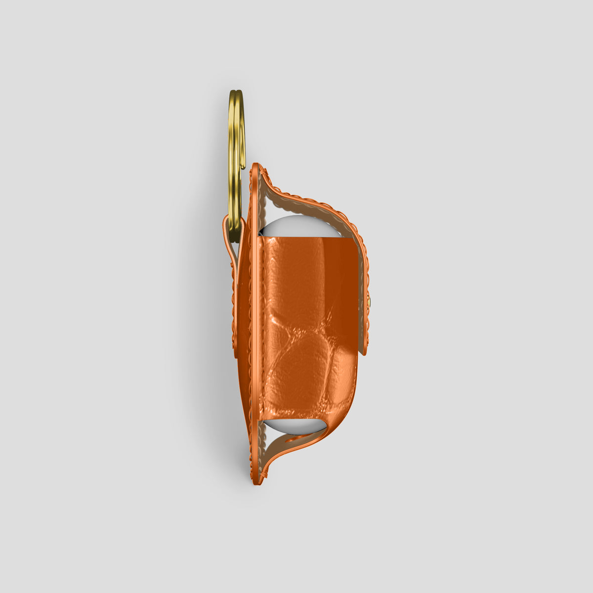 Orange AirPods (4th gen) Pouch In Alligator with Gold Metal -4 | Orange-Gold