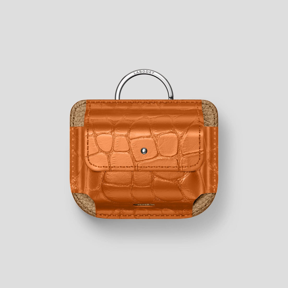 Orange AirPods Pro (1st gen) Pouch Alligator with Steel Metal -1 | Orange-Steel