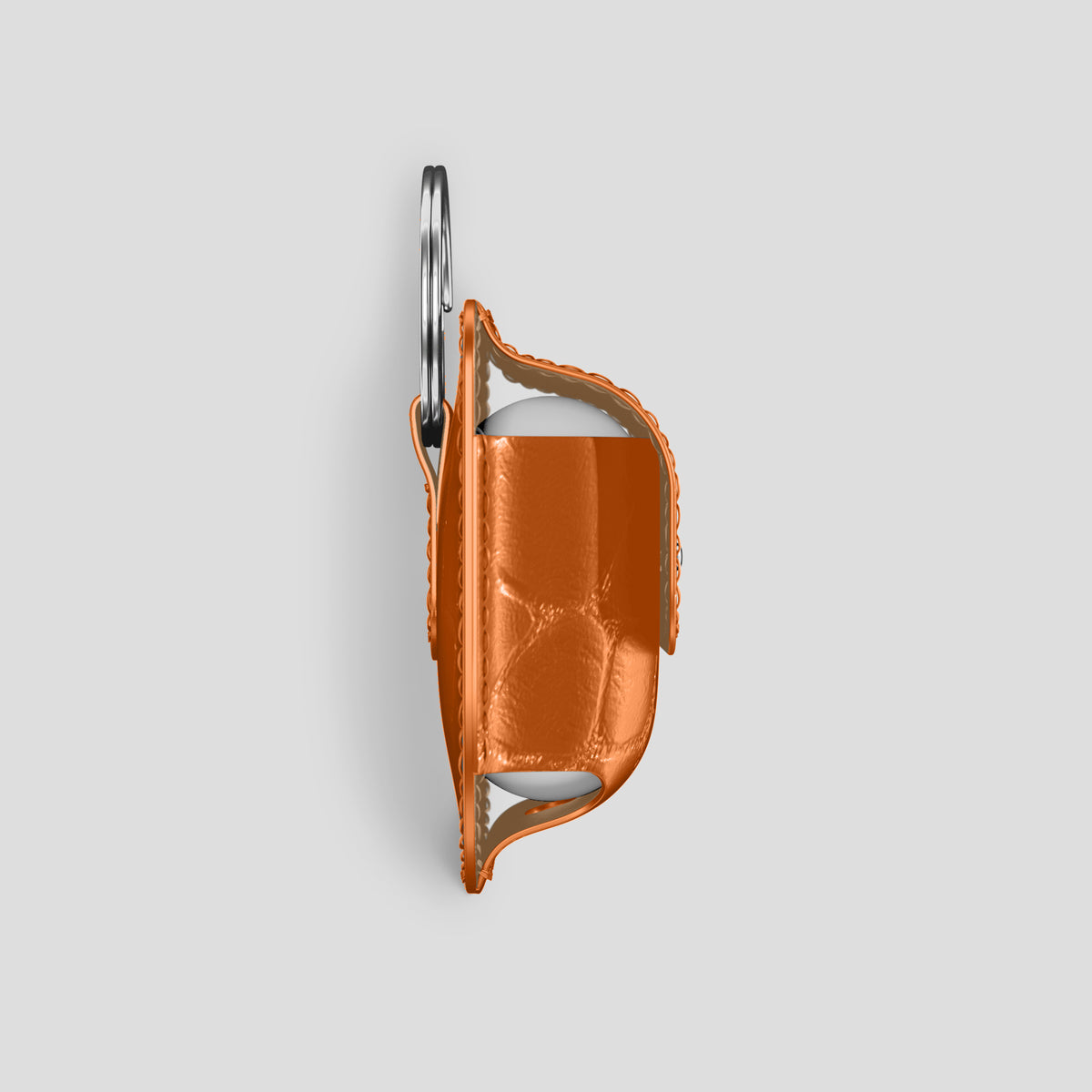 Orange AirPods (4th gen) Pouch In Alligator with Steel Metal -4 | Orange-Steel
