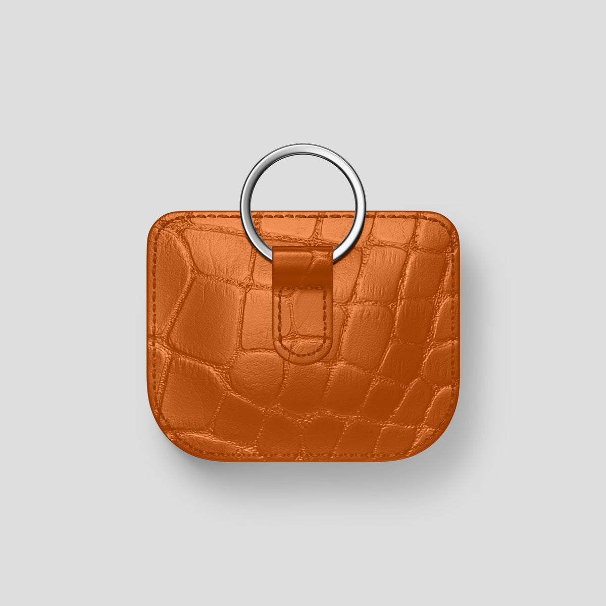 Orange AirPods (4th gen) Pouch In Alligator with Steel Metal -5 | Orange-Steel