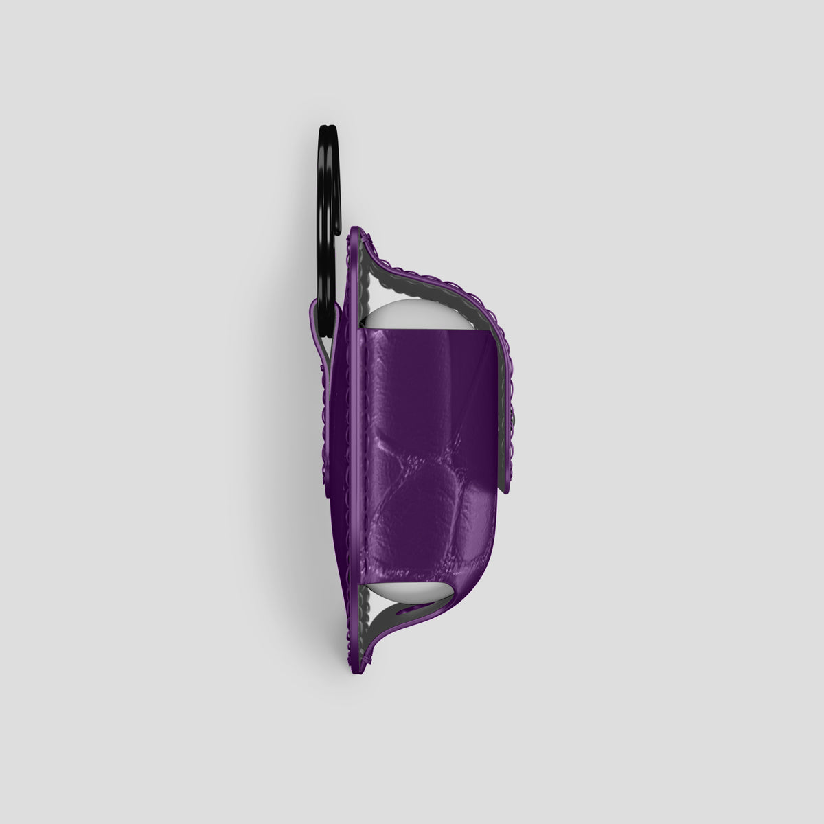 Purple AirPods (4th gen) Pouch In Alligator with Black Metal -4 | Purple-Black