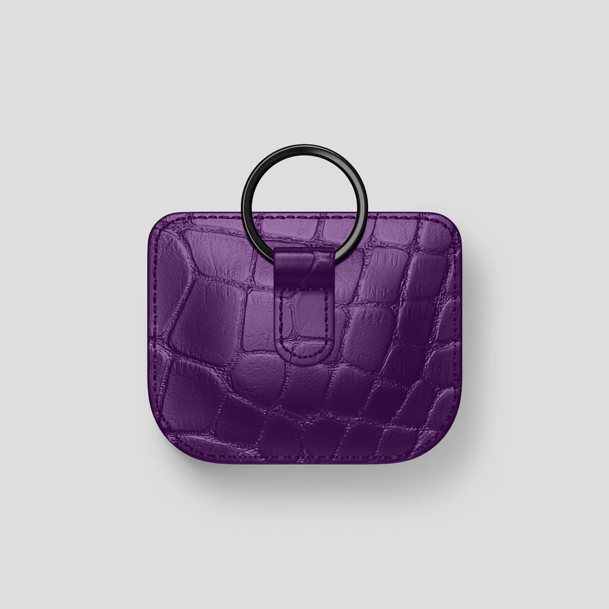 Purple AirPods (4th gen) Pouch In Alligator with Black Metal -5 | Purple-Black
