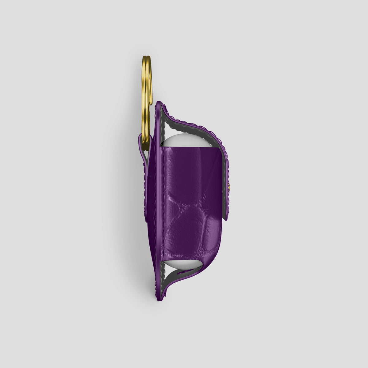 Purple AirPods (4th gen) Pouch In Alligator with Gold Metal -4 | Purple-Gold