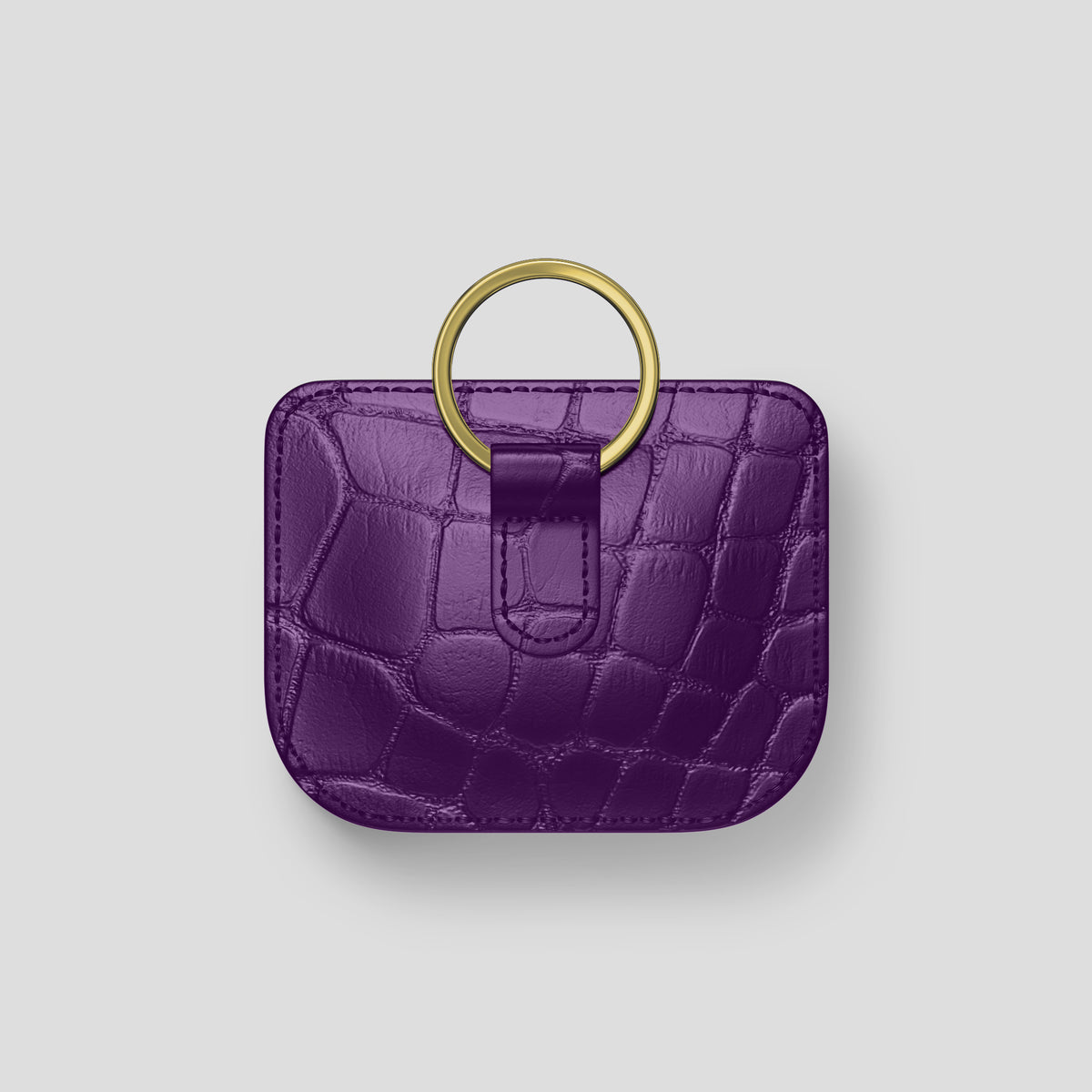 Purple AirPods (4th gen) Pouch In Alligator with Gold Metal -5 | Purple-Gold