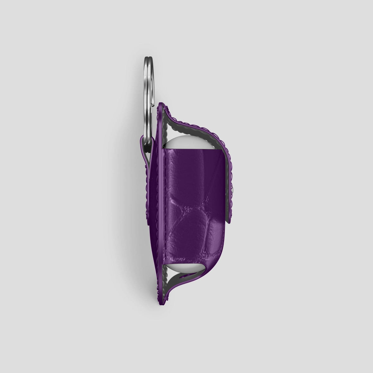 Purple AirPods Pro (2nd gen) Pouch Alligator with Steel Metal -4 | Purple-Steel