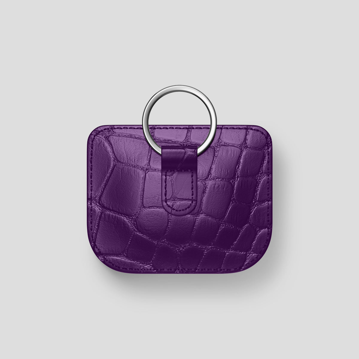 Purple AirPods (4th gen) Pouch In Alligator with Steel Metal -5 | Purple-Steel