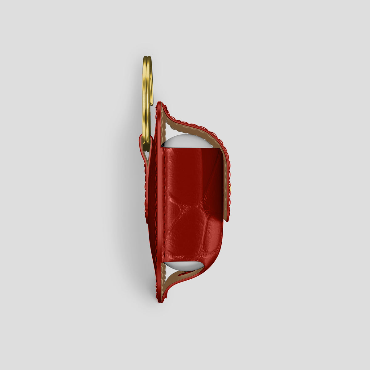 Red AirPods (4th gen) Pouch In Alligator with Gold Metal -4 | Red-Gold