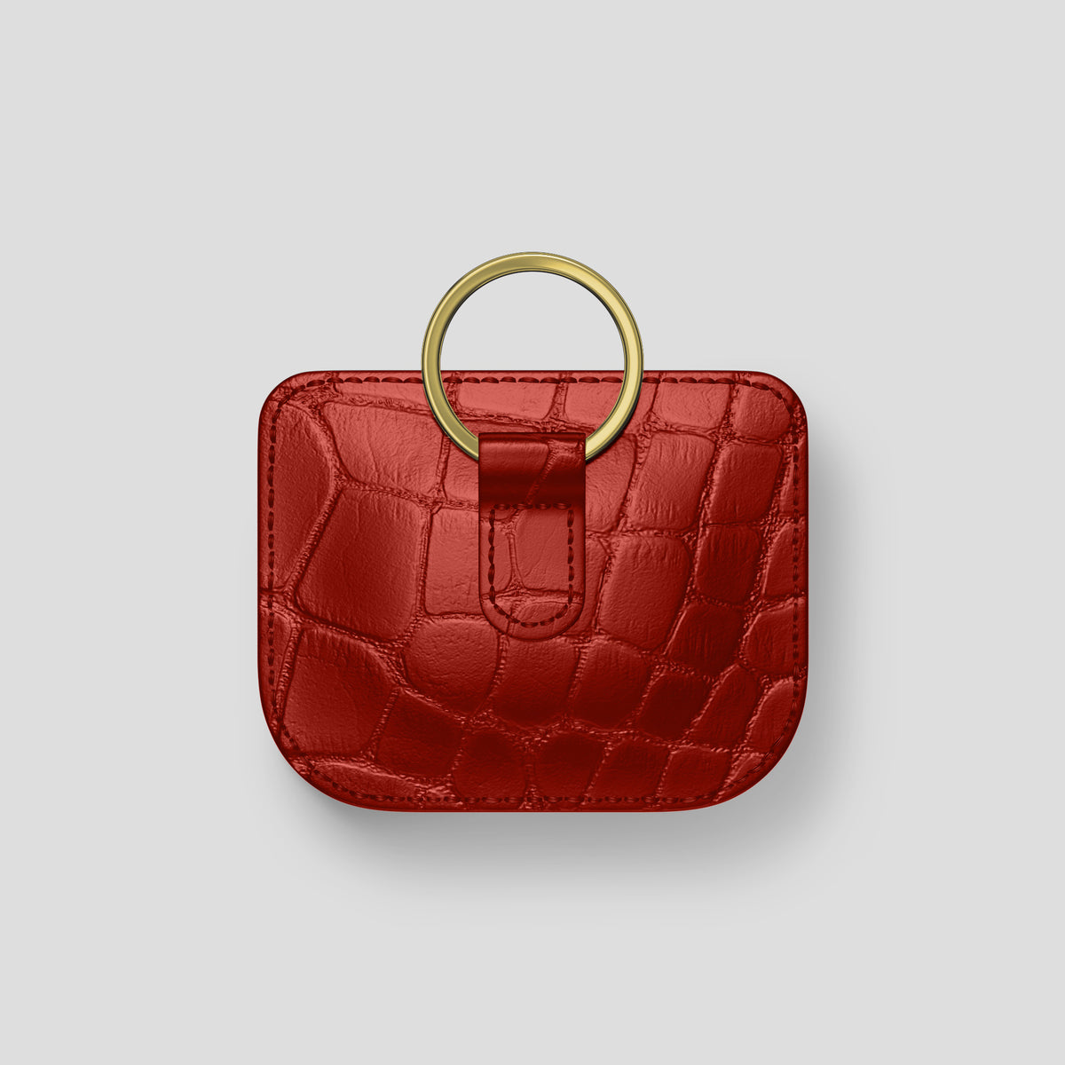 Red AirPods (4th gen) Pouch In Alligator with Gold Metal -5 | Red-Gold