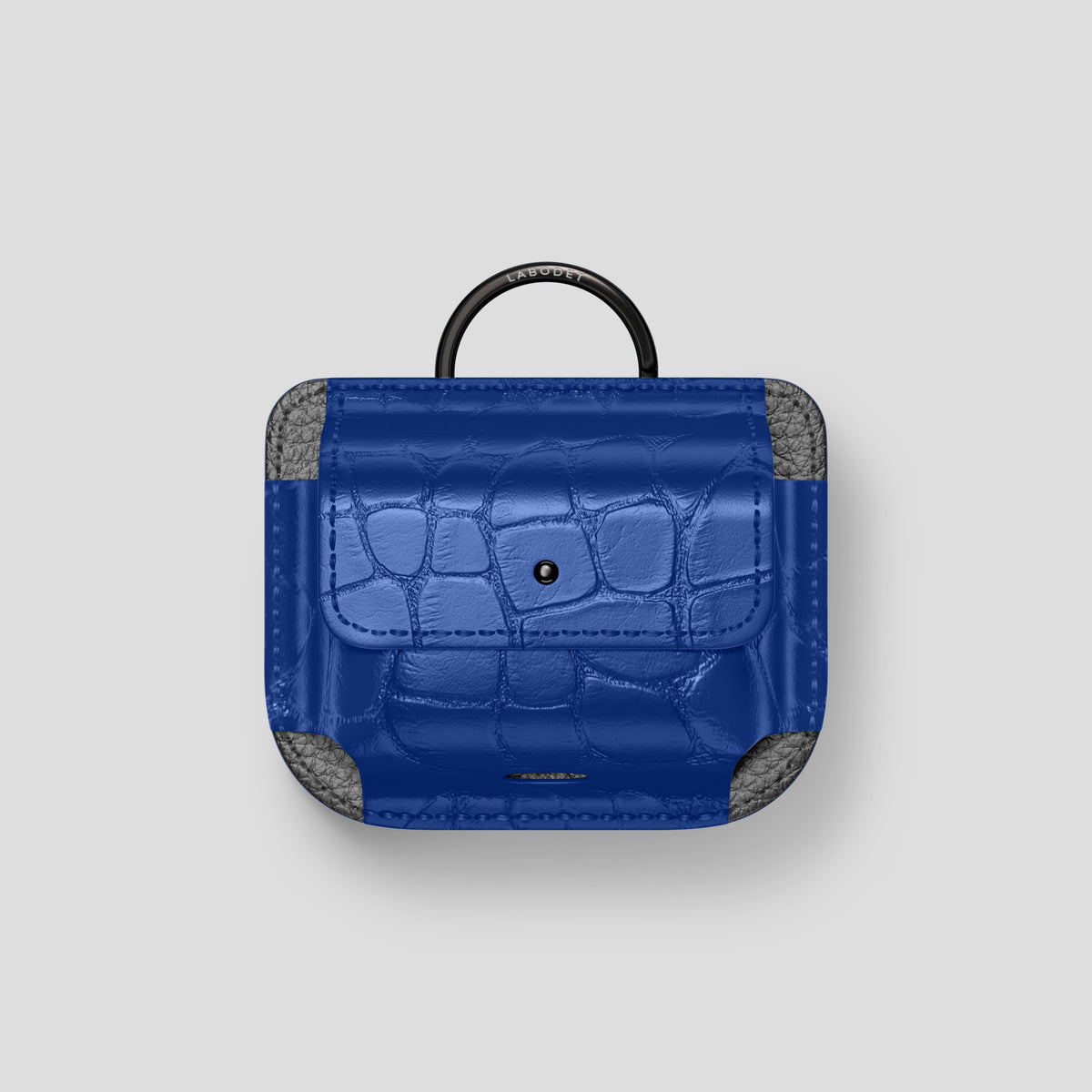 Royal Blue AirPods (4th gen) Pouch In Alligator with Black Metal -1 | Royal-Blue-Black