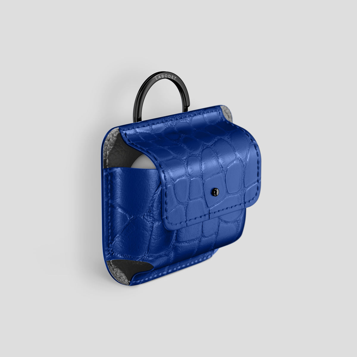Royal Blue AirPods (4th gen) Pouch In Alligator with Black Metal -2 | Royal-Blue-Black