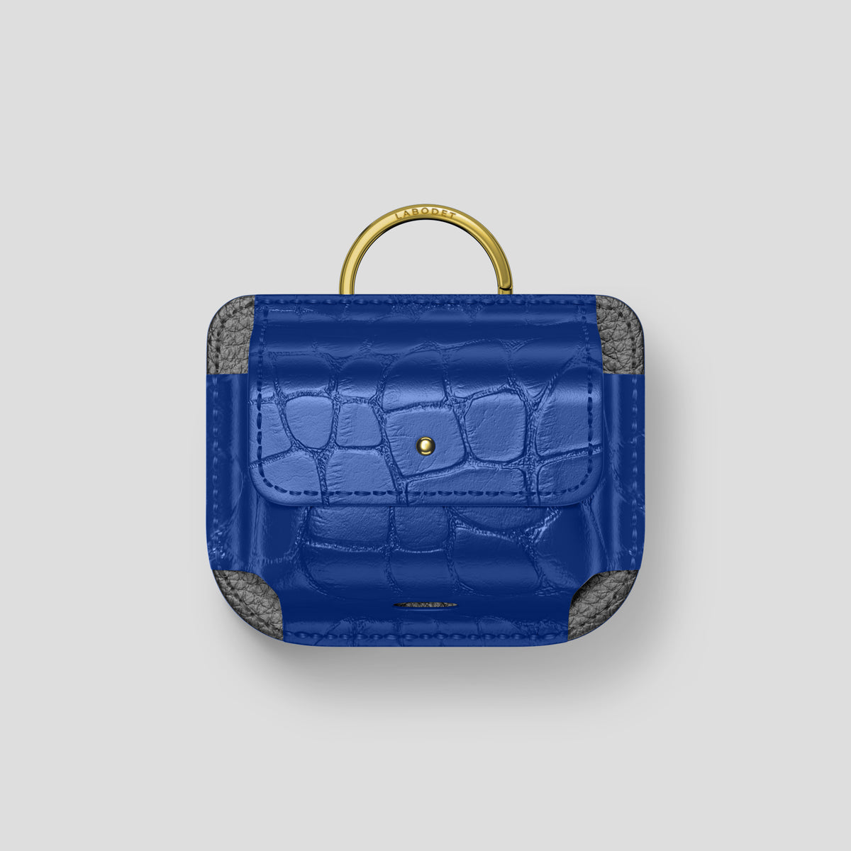 Royal Blue AirPods (4th gen) Pouch In Alligator with Gold Metal -1 | Royal-Blue-Gold