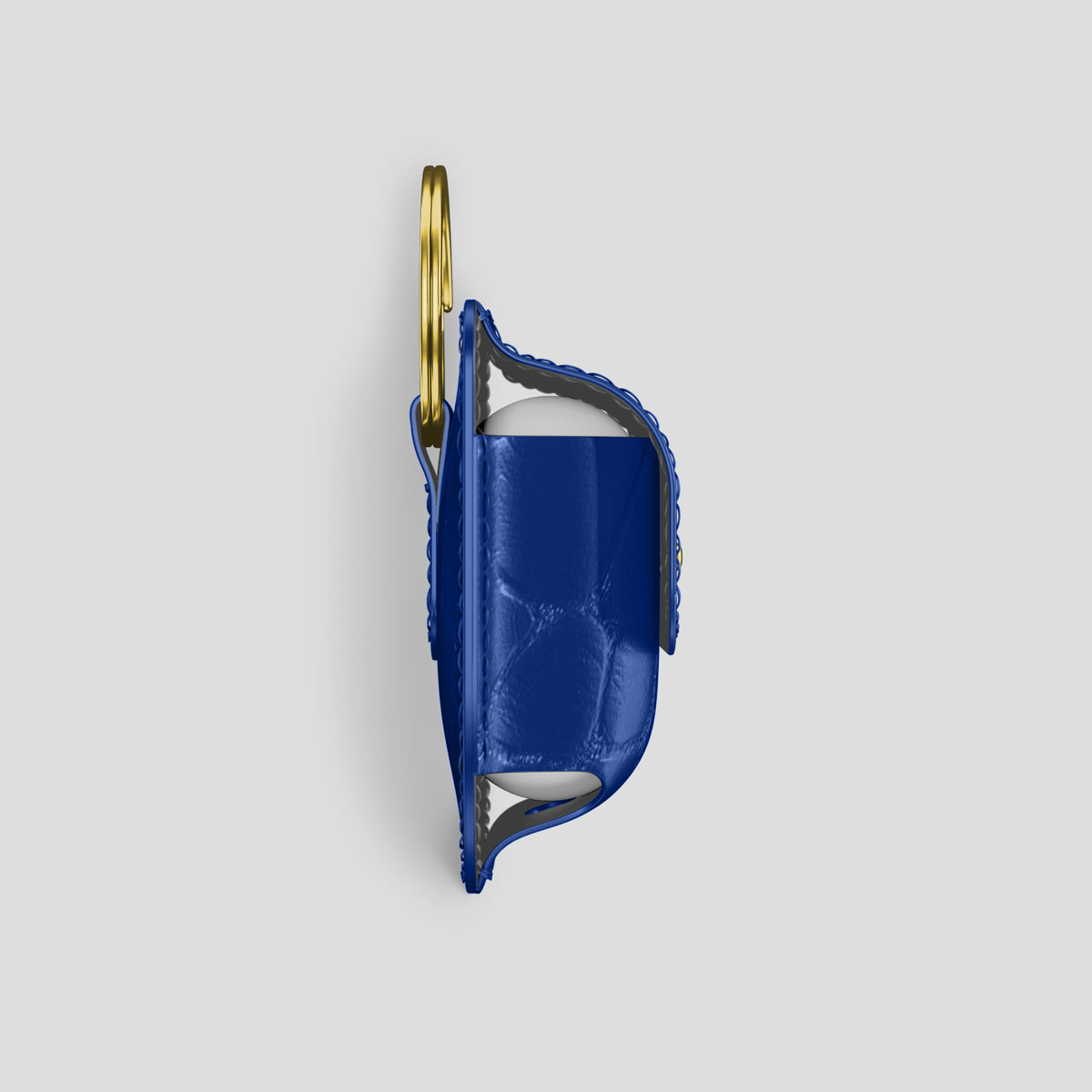 Royal Blue AirPods (4th gen) Pouch In Alligator with Gold Metal -4 | Royal-Blue-Gold