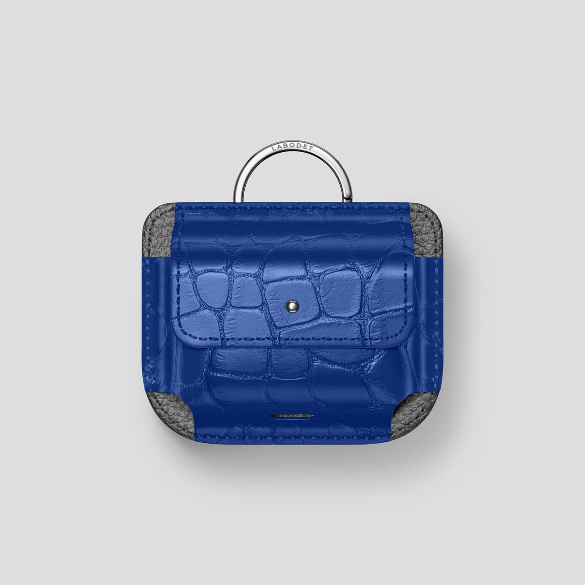 Royal Blue AirPods Pro (1st gen) Pouch Alligator with Steel Metal -1 | Royal-Blue-Steel