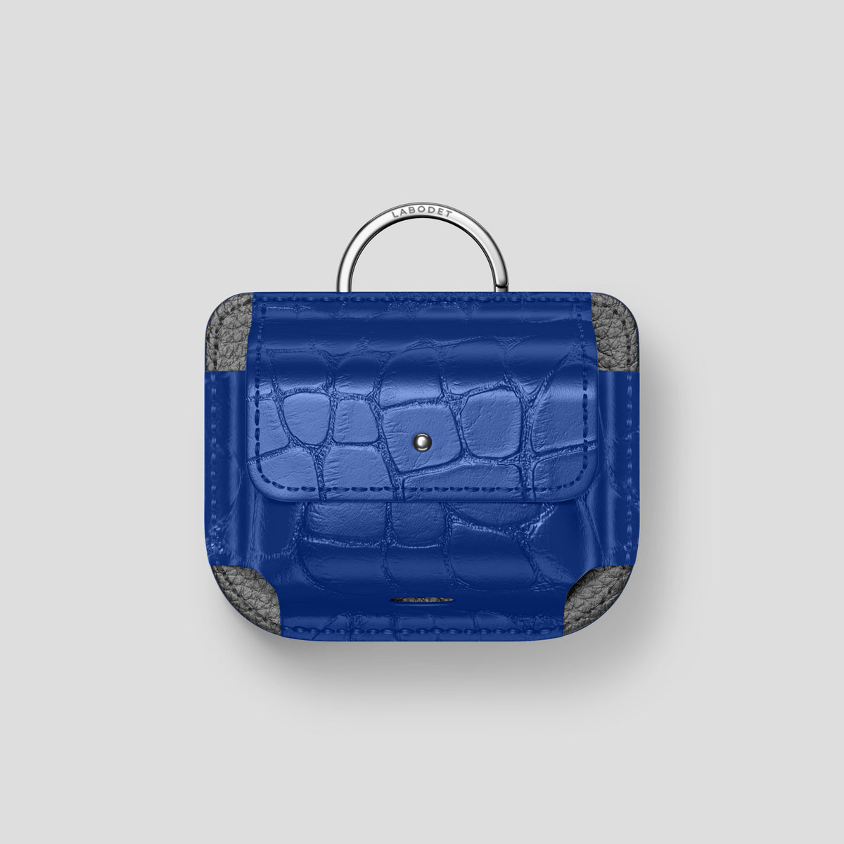 Royal Blue AirPods (4th gen) Pouch In Alligator with Steel Metal -1 | Royal-Blue-Steel