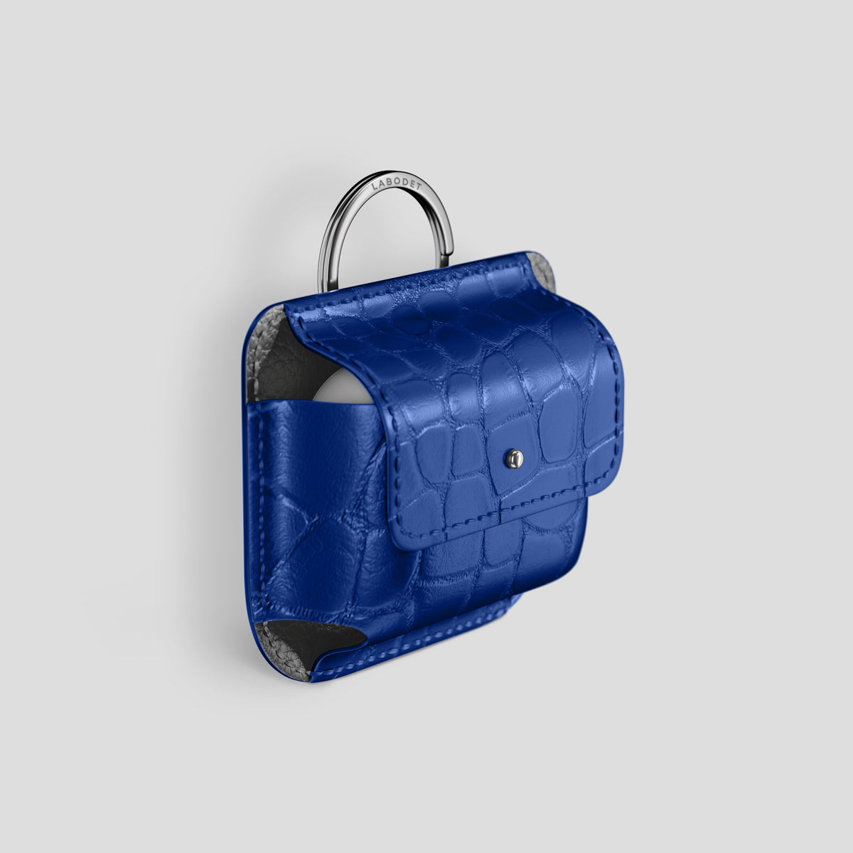 Royal Blue AirPods (4th gen) Pouch In Alligator with Steel Metal -2 | Royal-Blue-Steel