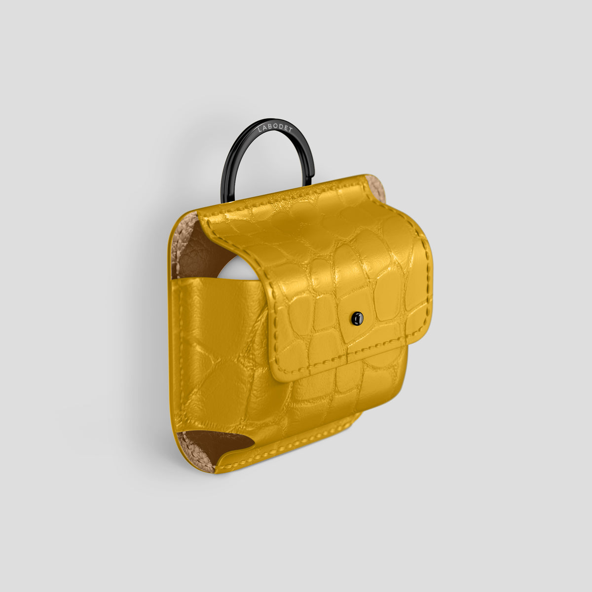 Yellow AirPods (4th gen) Pouch In Alligator with Black Metal -2 | Yellow-Black