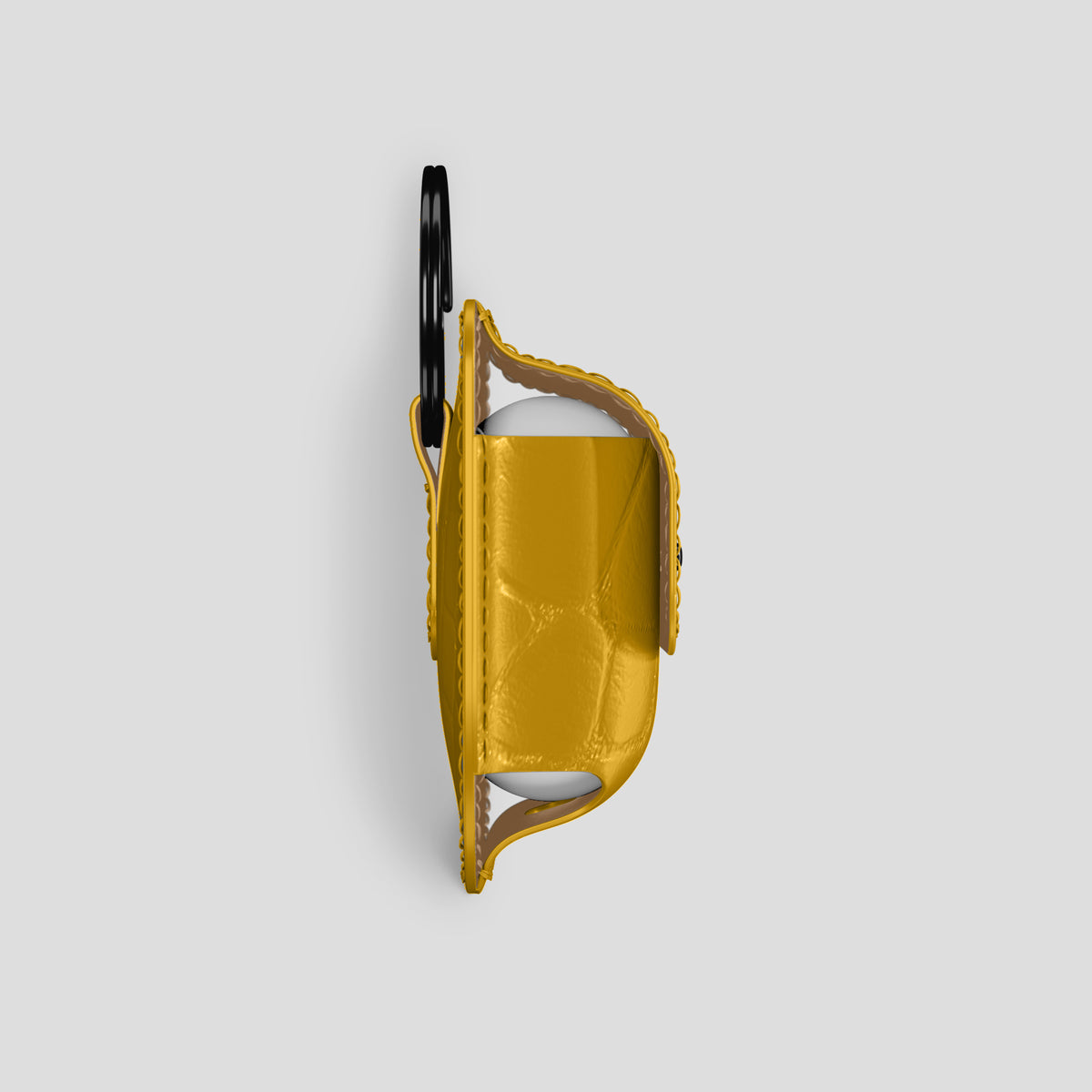 Yellow AirPods (4th gen) Pouch In Alligator with Black Metal -4 | Yellow-Black