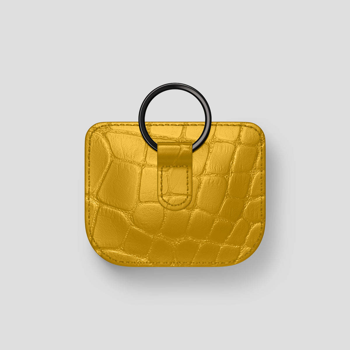 Yellow AirPods (4th gen) Pouch In Alligator with Black Metal -5 | Yellow-Black