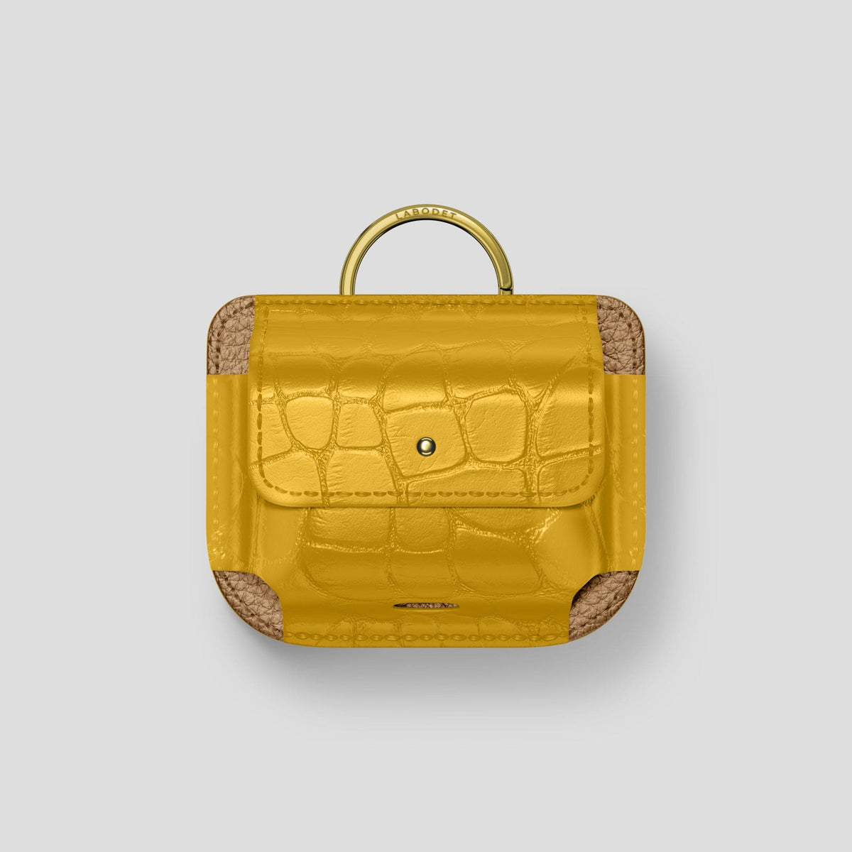 Yellow AirPods Pro (2nd gen) Pouch Alligator with Gold Metal -1 | Yellow-Gold
