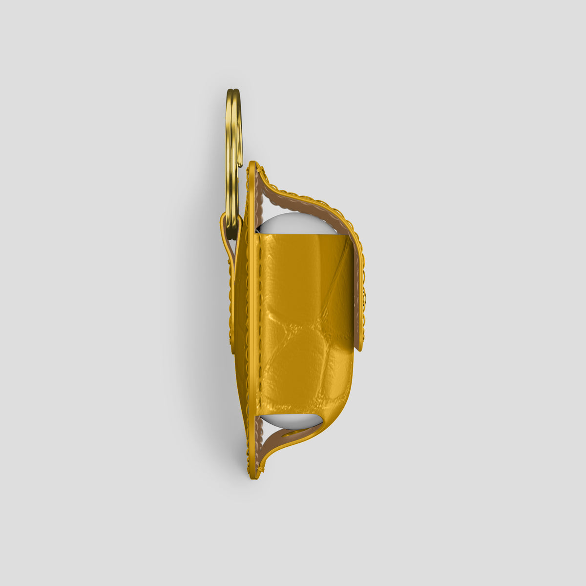 Yellow AirPods (4th gen) Pouch In Alligator with Gold Metal -4 | Yellow-Gold