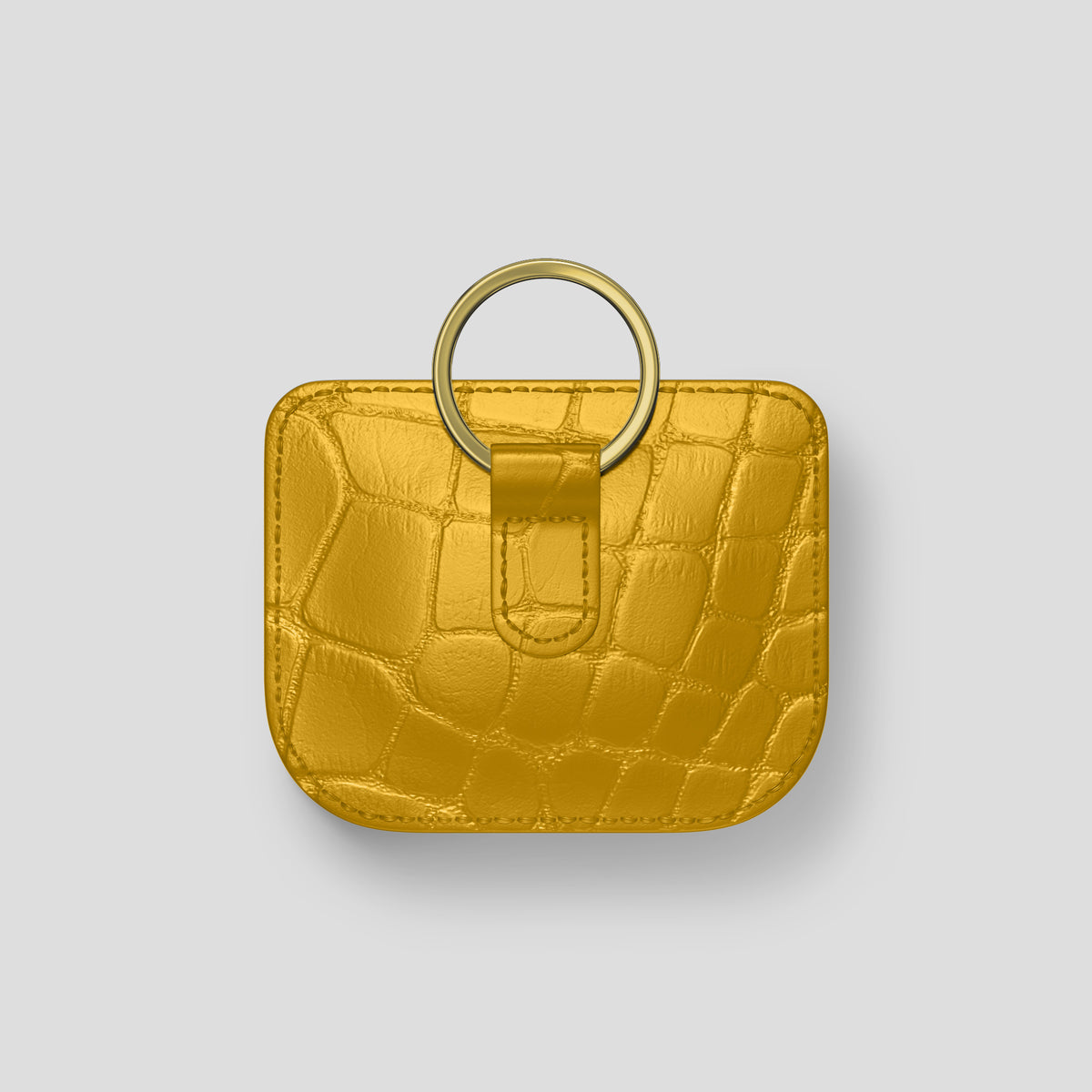 Yellow AirPods (4th gen) Pouch In Alligator with Gold Metal -5 | Yellow-Gold