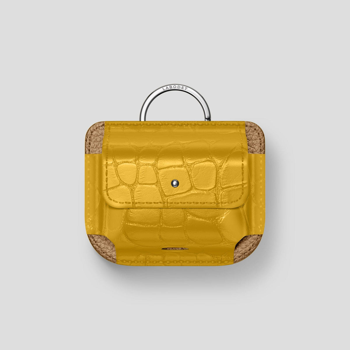 Yellow AirPods Pro (2nd gen) Pouch Alligator with Steel Metal -1 | Yellow-Steel