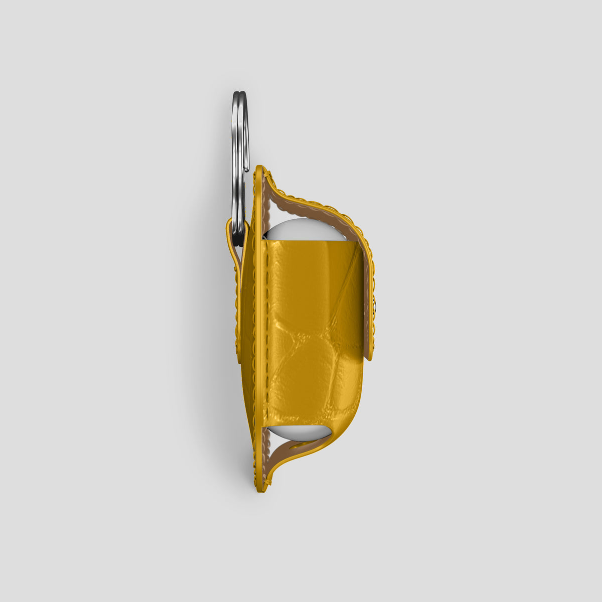 Yellow AirPods (4th gen) Pouch In Alligator with Steel Metal -4 | Yellow-Steel