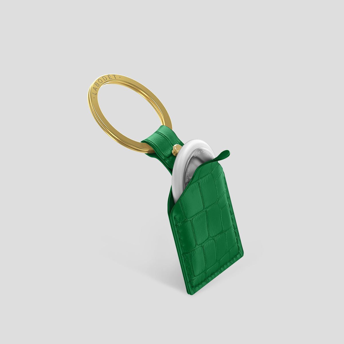 Green AirTag Alligator with Gold Metal -2 | Green-Gold