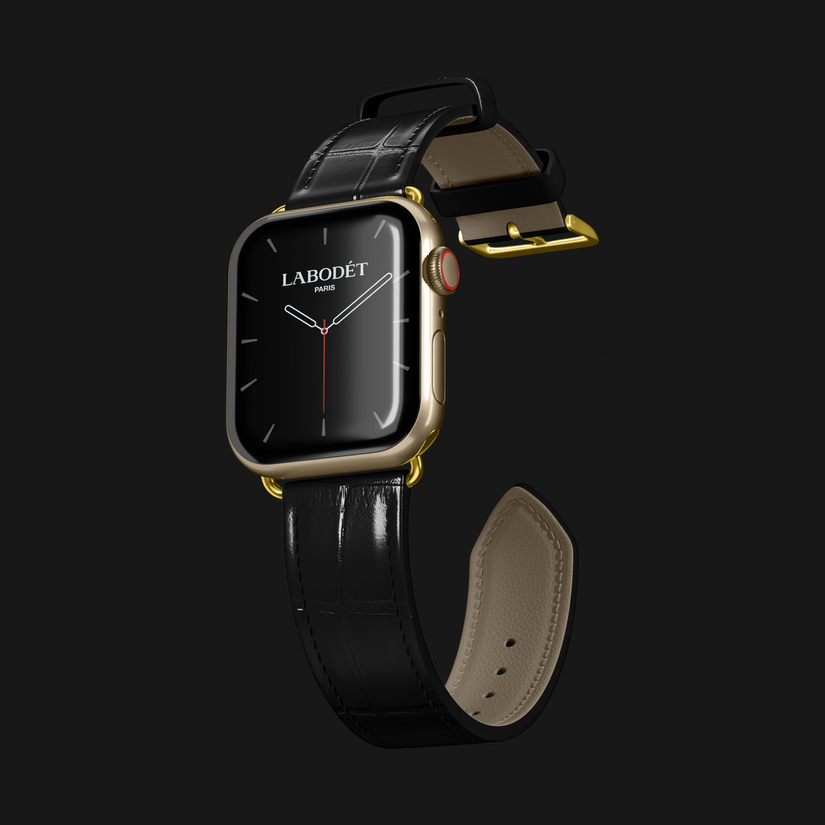 Edition-Black Apple Watch Strap Classic Alligator with Gold Metal -1 | Edition-Black-Gold