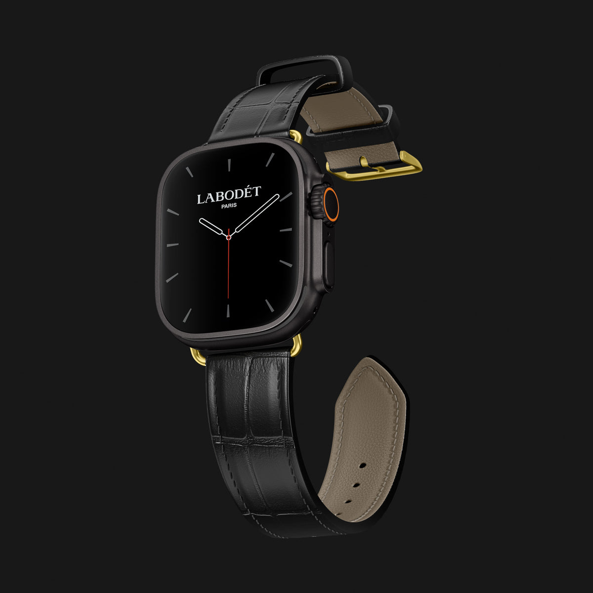 Edition-Black Apple Watch Strap Classic Alligator with Gold Metal -1 | Edition-Black-Gold