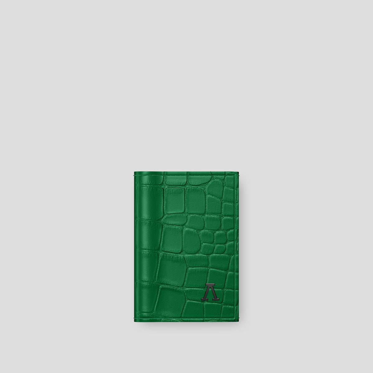 Forest-Green Trifold Wallet In Alligator with Black Metal -1 | Forest-Green-Black
