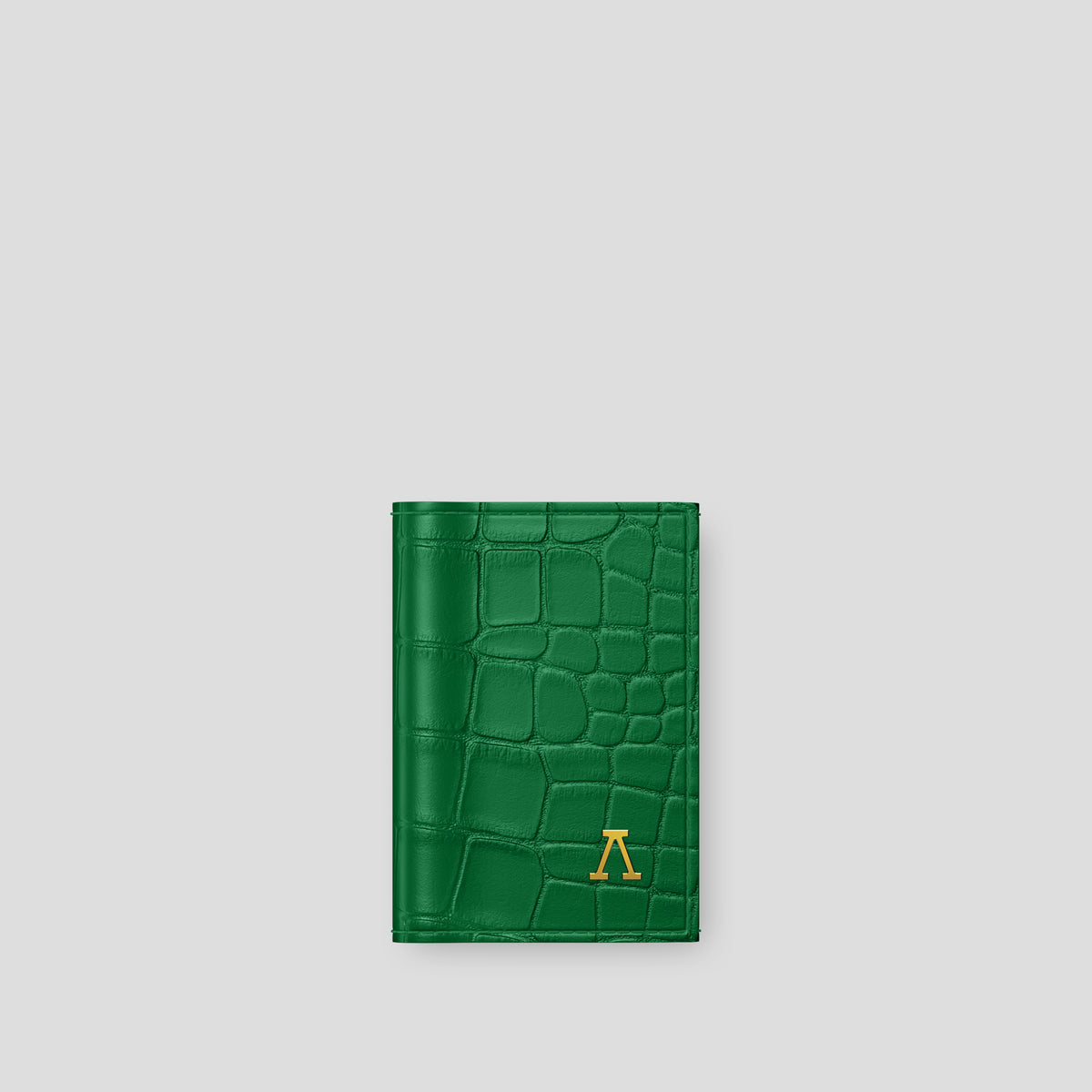 Forest-Green Trifold Wallet In Alligator with Gold Metal -1 | Forest-Green-Gold