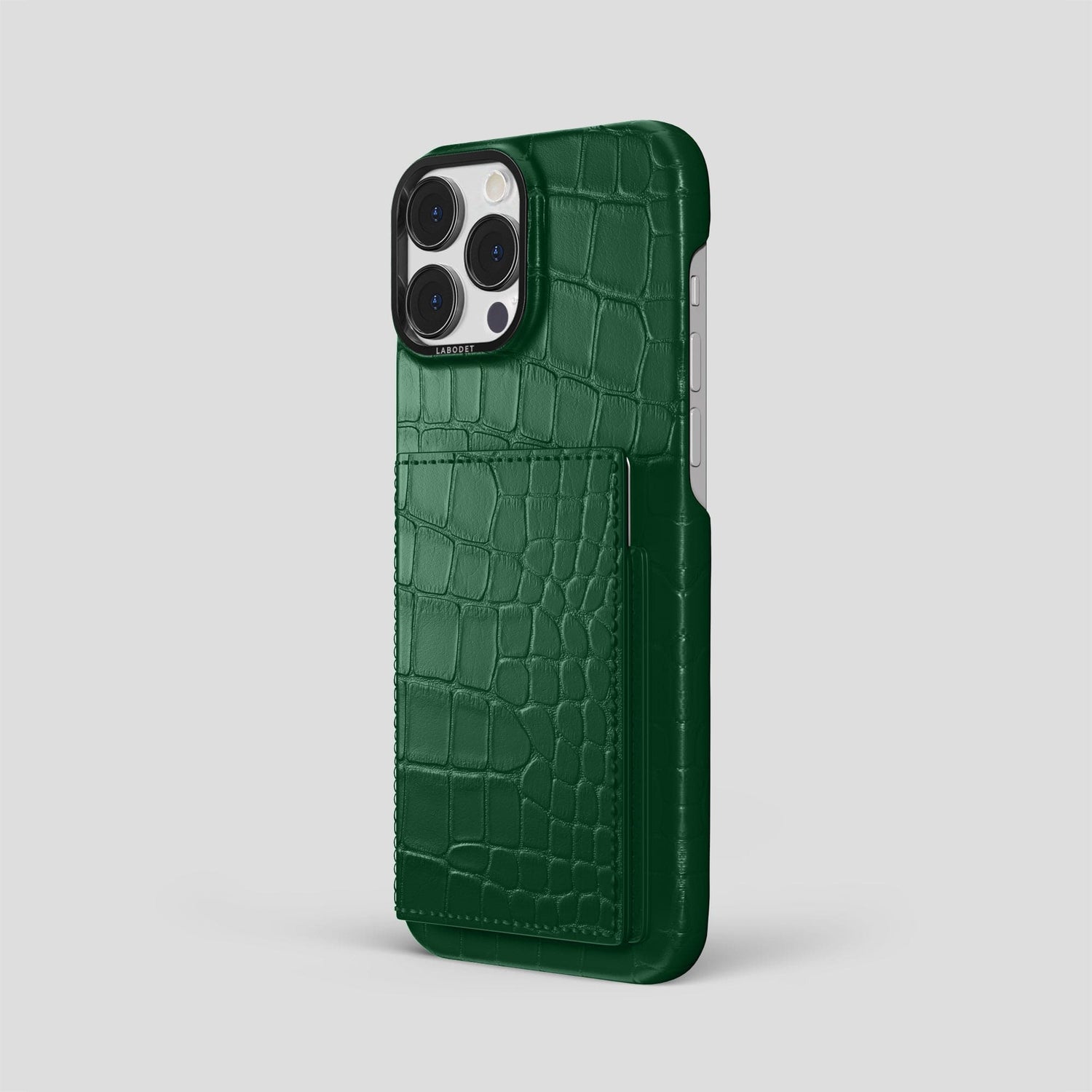 Forest-Green iPhone 15 Pro Max Bi-Fold Case Alligator with Black Metal -1 | Forest-Green-Black