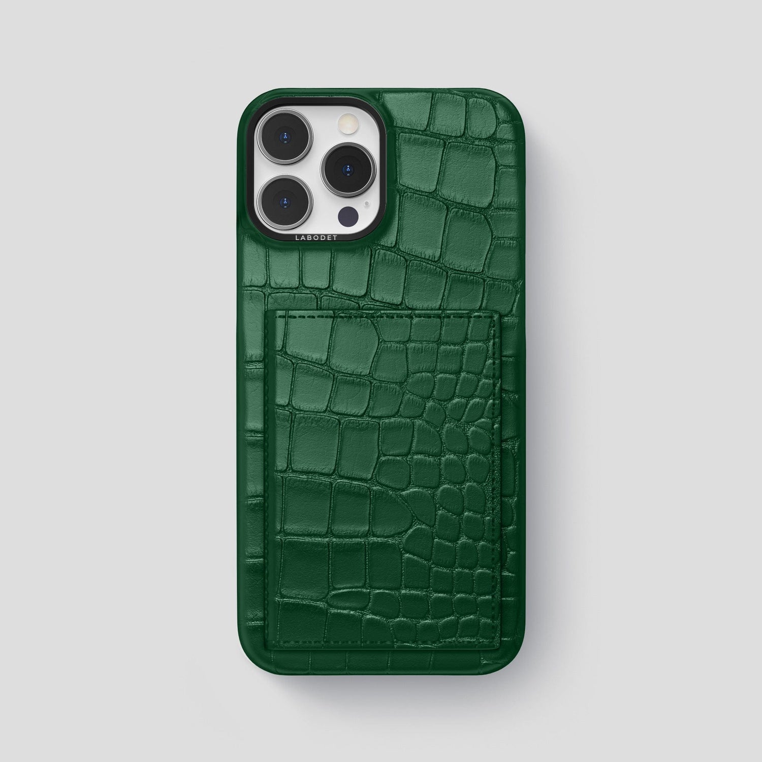 Forest-Green iPhone 15 Pro Max Bi-Fold Case Alligator with Black Metal -2 | Forest-Green-Black