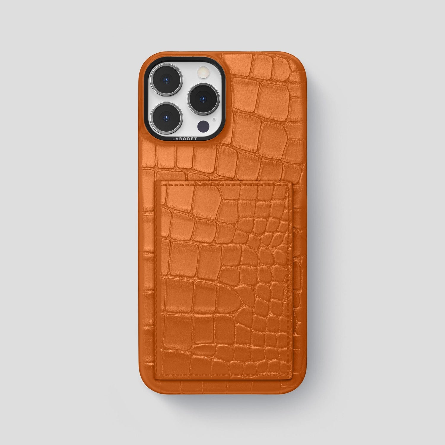 Orange iPhone 15 Pro Max Bi-Fold Case Alligator with Black Metal -2 | Orange-Black