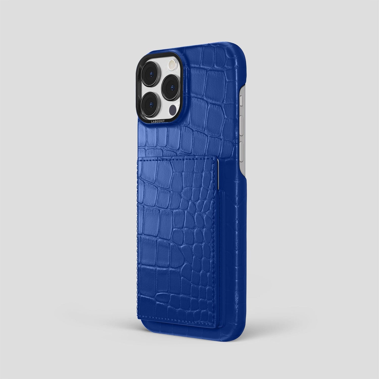 Royal Blue iPhone 15 Pro Max Bi-Fold Case Alligator with Black Metal -1 | Royal-Blue-Black
