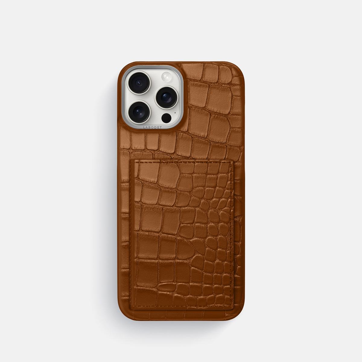 Honey iPhone 16 Pro Bi-Fold Case Alligator with Steel Metal -2 | Honey-Steel