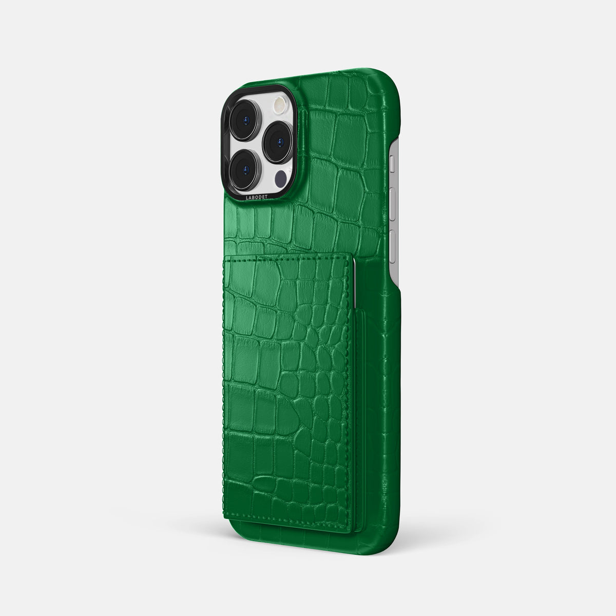 Forest-Green iPhone 16 Pro Max Bi-Fold Case In Alligator with Black Metal -1 | Forest-Green-Black