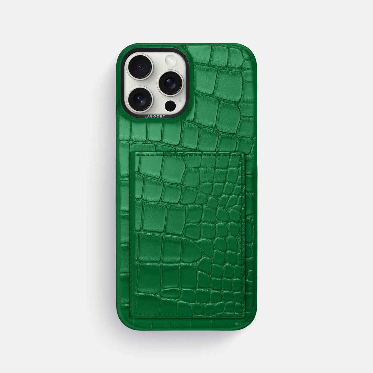 Forest-Green iPhone 16 Pro Max Bi-Fold Case In Alligator with Black Metal -2 | Forest-Green-Black