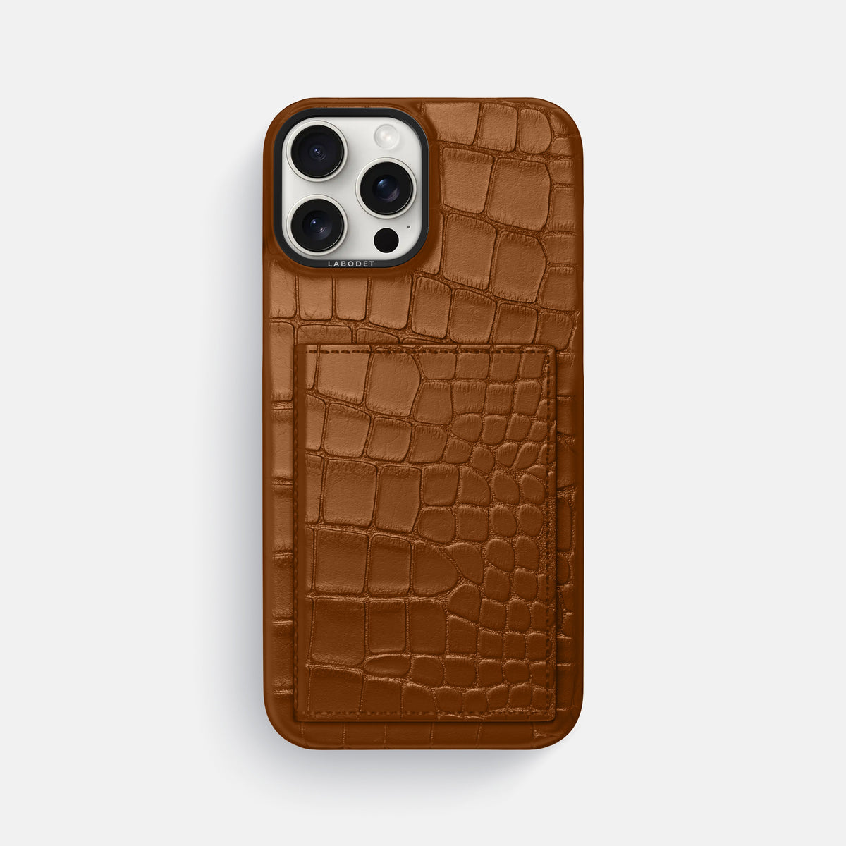 Honey iPhone 16 Pro Max Bi-Fold Case Alligator with Black Metal -2 | Honey-Black
