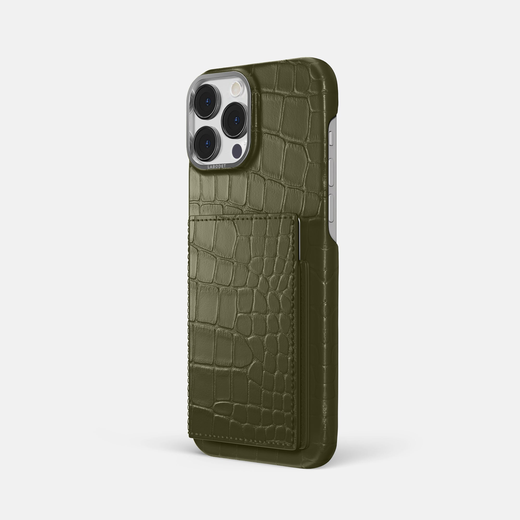 LABODÉT レザーケースブラッククロコダイルiPhone16 Pro Max Shockproof Luxury Crocodile Leather Case For iPhone 16 Pro