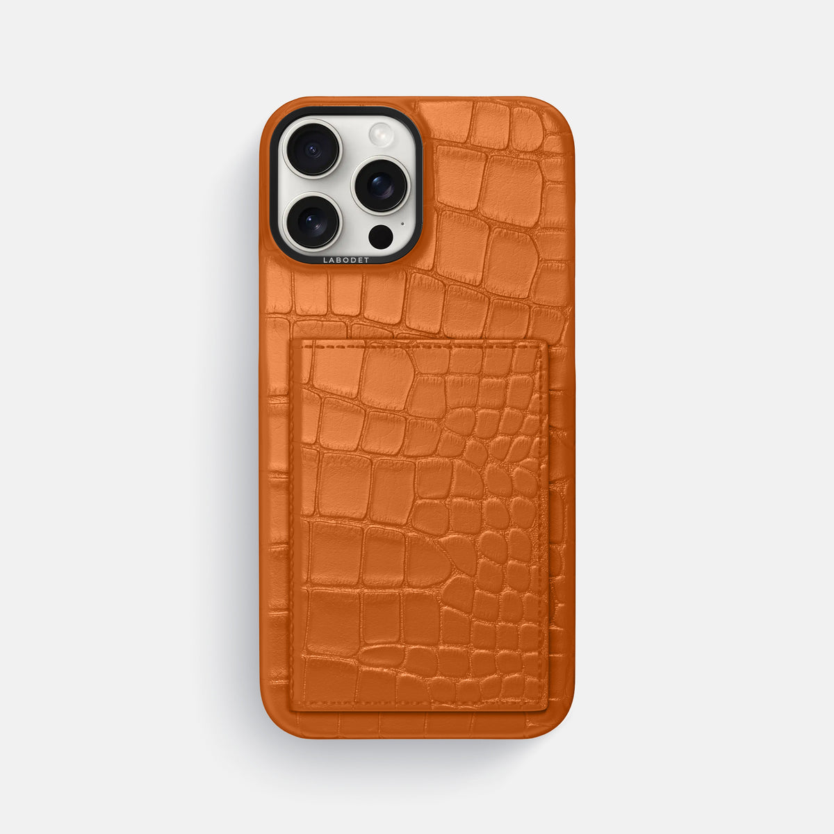 Orange iPhone 16 Pro Max Bi-Fold Case Alligator with Black Metal -2 | Orange-Black