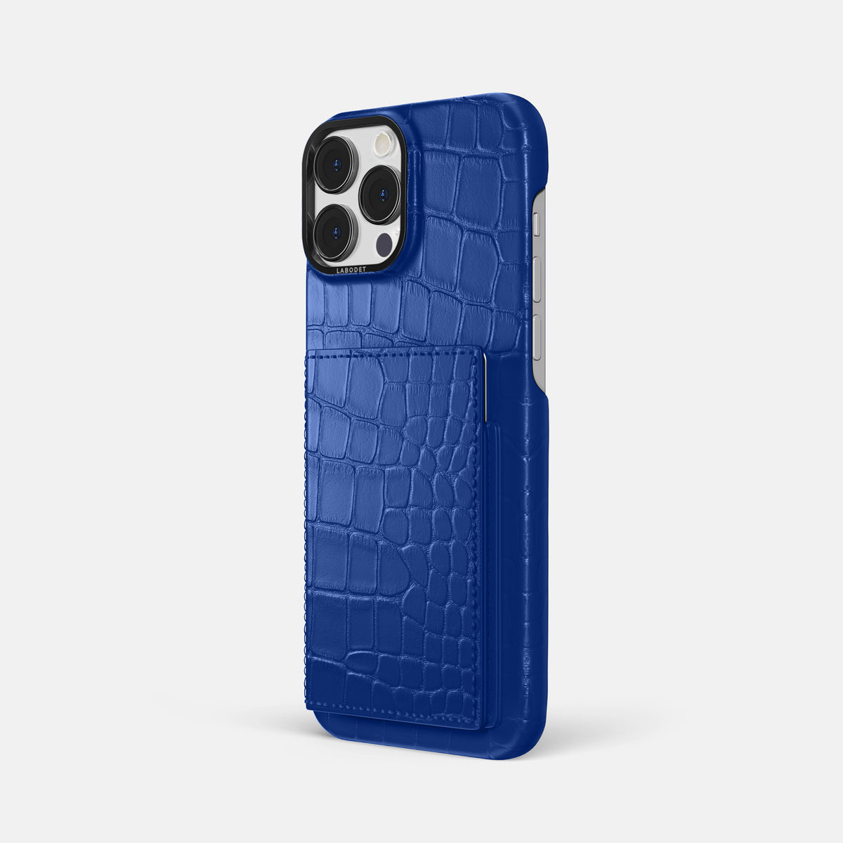 Royal Blue iPhone 16 Pro Max Bi-Fold Case Alligator with Black Metal -1 | Royal-Blue-Black