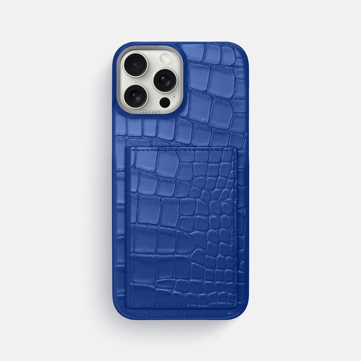 Royal Blue iPhone 16 Pro Max Bi-Fold Case Alligator with Steel Metal -2 | Royal-Blue-Steel