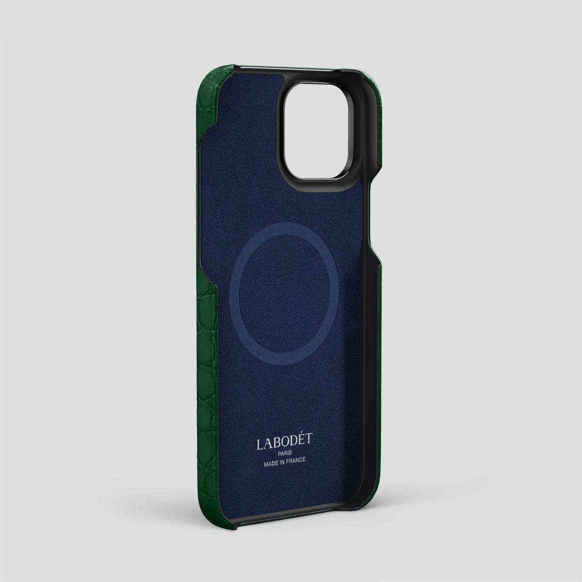 Forest-Green iPhone 14 Pro Max Card and Pen Holder Case Alligator with Black Metal -3 | Forest-Green-Black